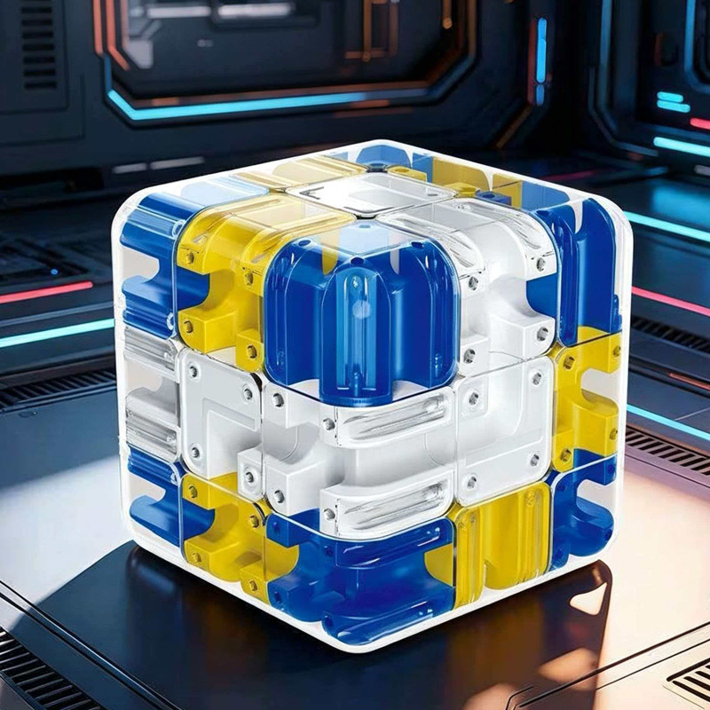 Brain Teaser Cube - Neuartiges 3D-Rollkugel-Labyrinth-Würfelpuzzle Denkspiel für Kinder &