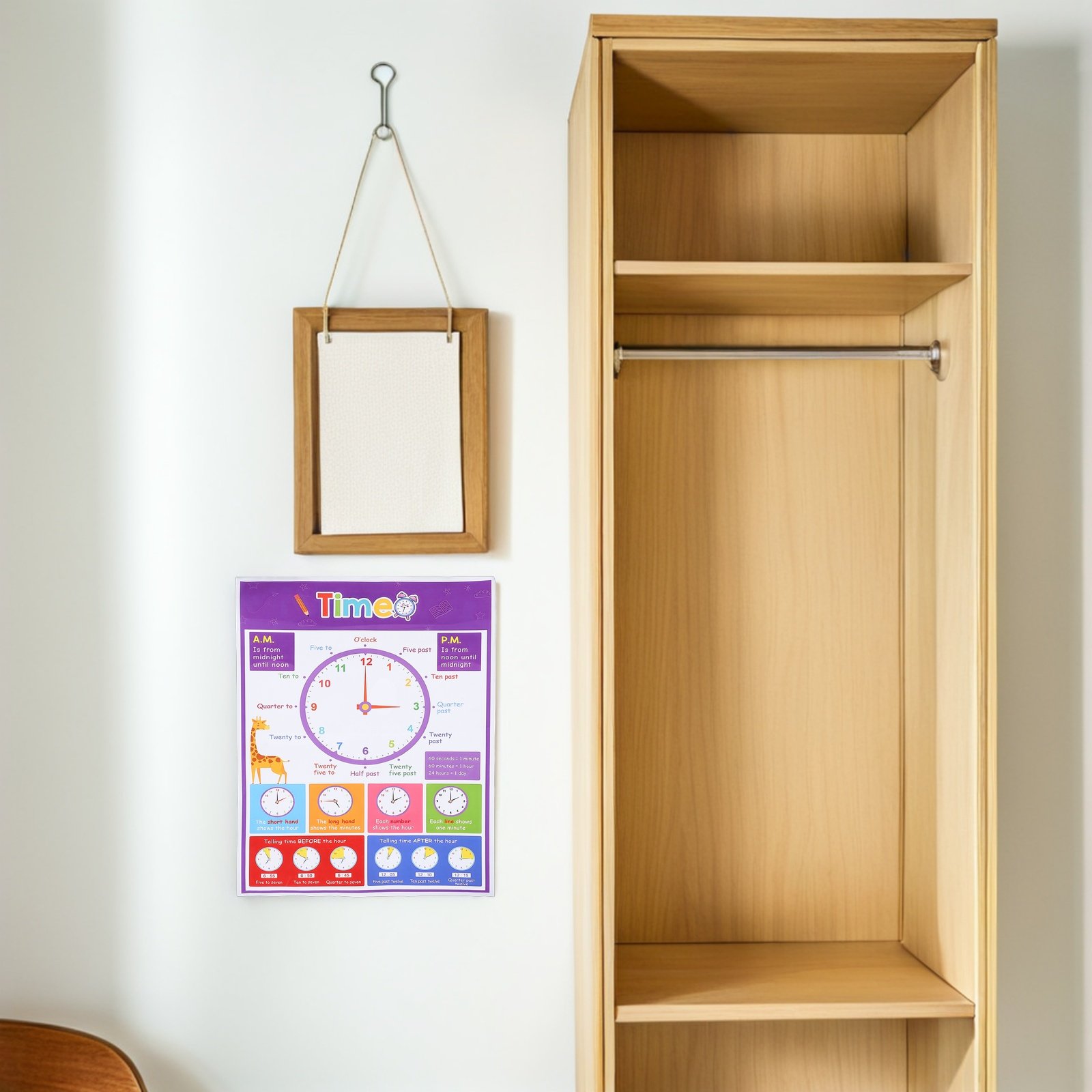 Kids Education Wallpaper - Zeit-Lernposter für Kinder, pädagogische Wandtafel, 40