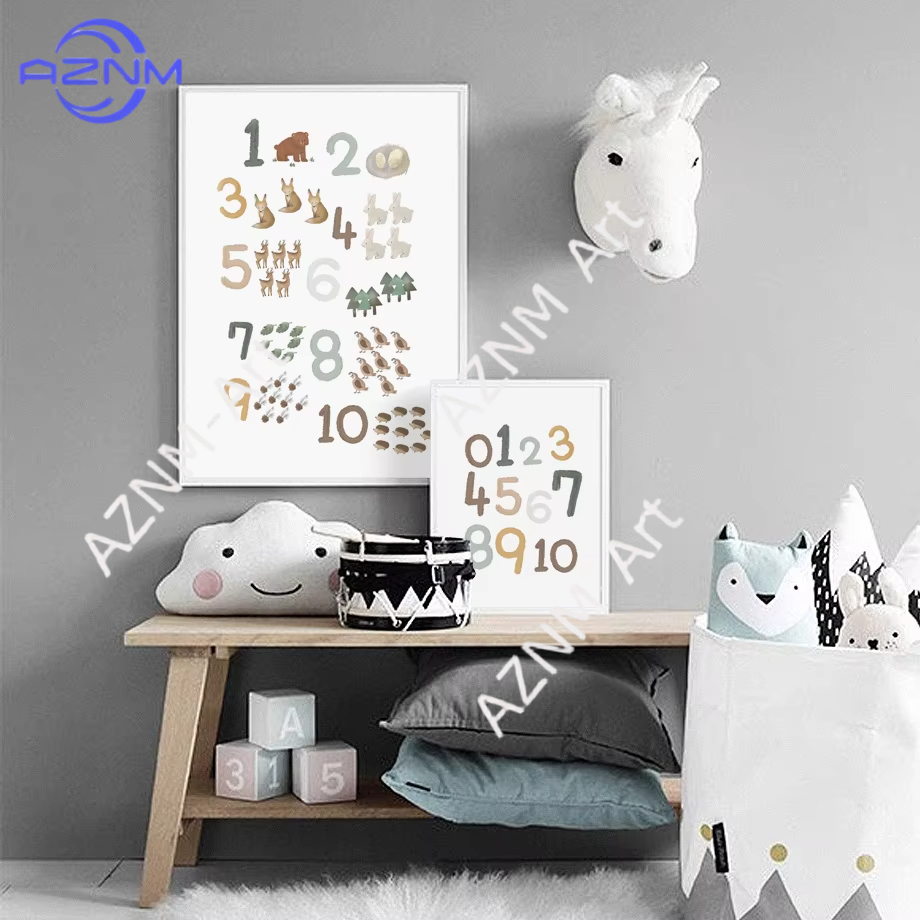 Kids Educational Posters - 1/2 Stück Lernposter mit Zahlen und