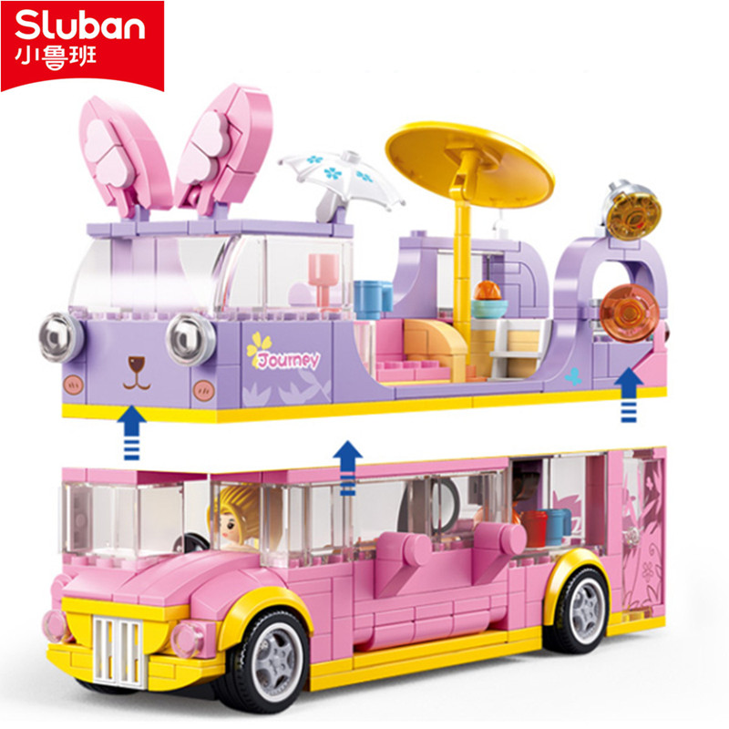Happy Kids Education - Sluban 412 Stücke Bausteine Kaninchen Bus