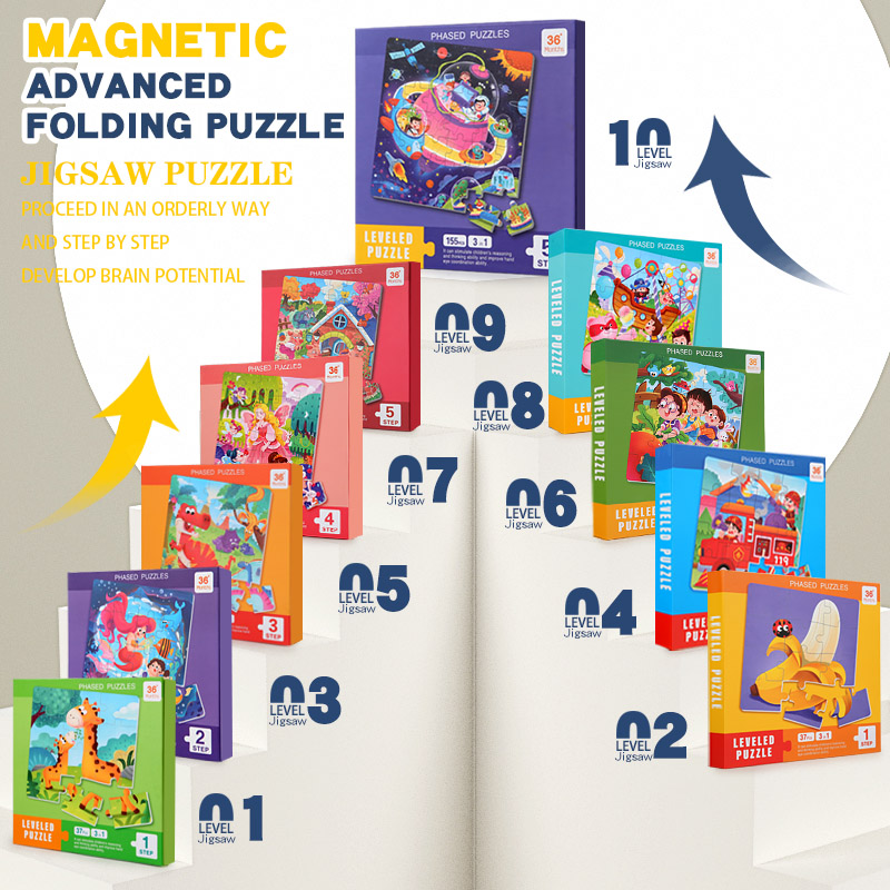 Educational Cartoon For Kids - Magnetisches Holzpuzzle für Kinder mit Cartoon-Muster,