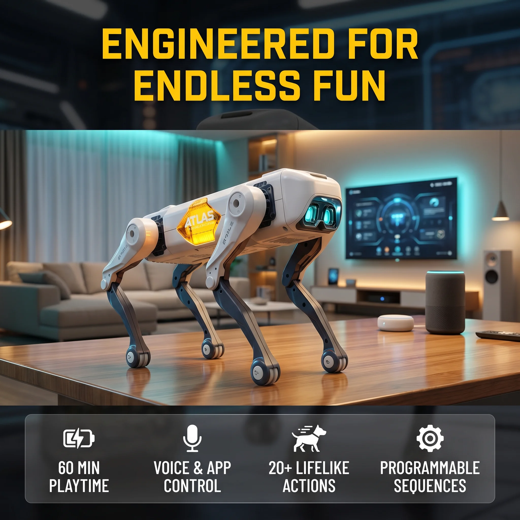 Kids Educational Device - KI-Smart-Roboterhund, Sprach- & App-Steuerung, Programmierbar, Tanzt,