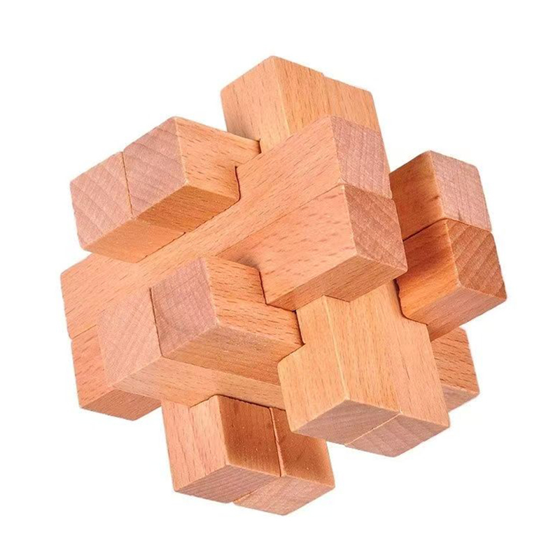 Brain Teaser Cube - Hölzerner Denkaufgabe für Erwachsene und Kinder