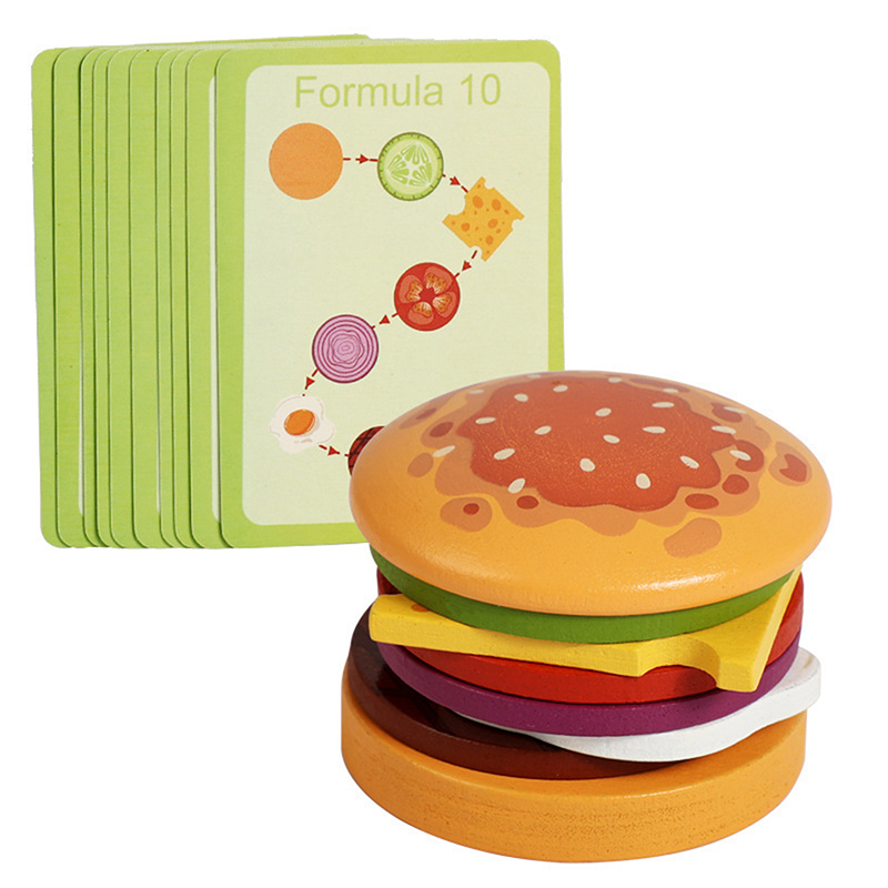 Happy Kids Education - 【HAPPY】Hölzernes Hamburger-Sandwich-Stapelspielzeug für Kleinkinder und Kinder,