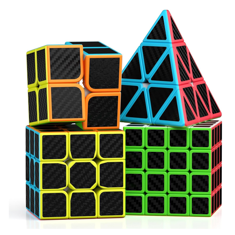 Brain Teaser Cube - Glatter Carbonfaser-Speedcube 2X2 3X3 4X4, Denkspiel