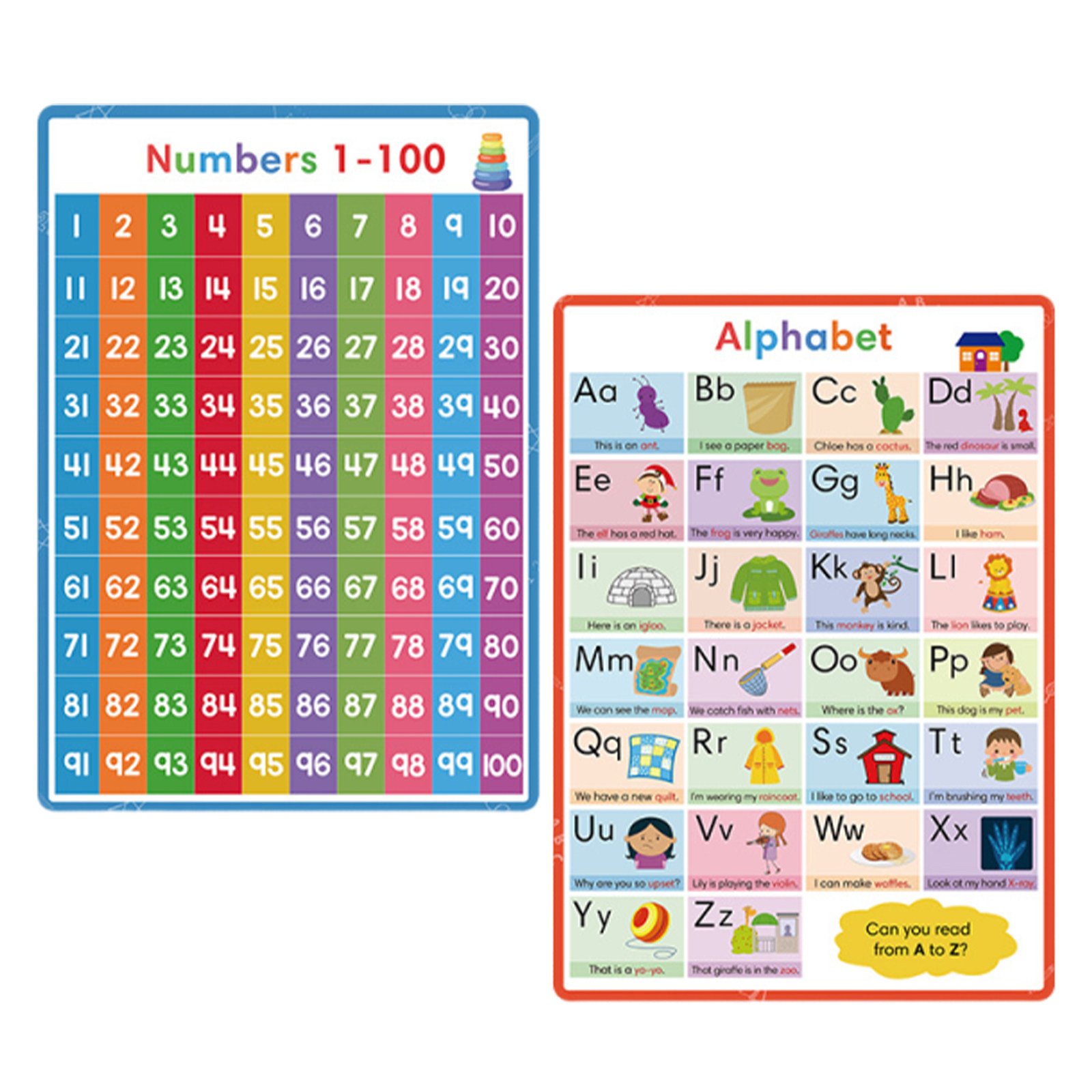 2-teiliges Alphabet- und Zahle – Kids Education Wallpaper Bewertung und Preis